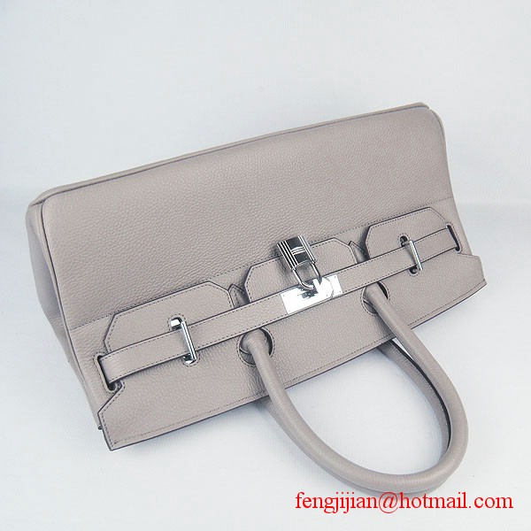Hermes Birkin 42cm Togo Leather Bag 6109 Grey silver padlock